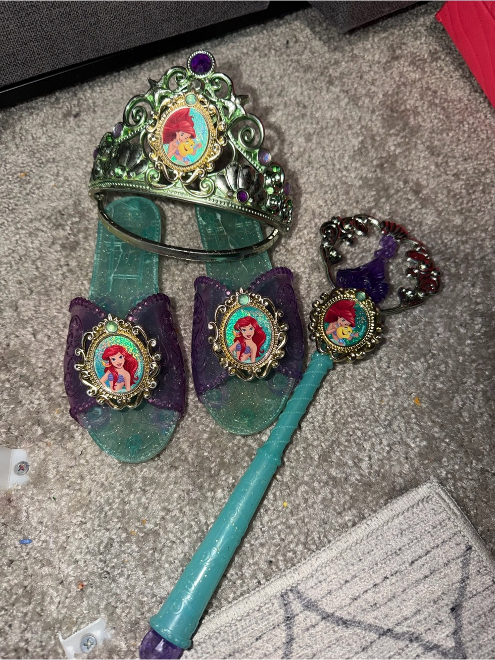 Ariel Princess Dress-Up Tiara, Slippers & Wand Set - Purple & Teal